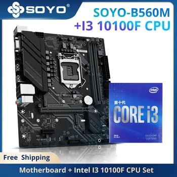 SOYO Intel B560 Anakart İ3 10100F CPU Seti[Soğutucu Olmadan] DDR4 Çift Kanallı M. 2 Desteği NVME LGA1200 PCI-E 4. 0X16  10