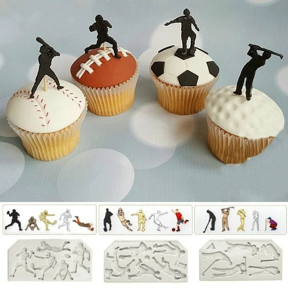 Spor Beyzbol Golf Futbol Rugby Futbol Fondan Kek Kalıpları Çikolata Kalıp Mutfak Pişirme Şeker Dekorasyon Aracı