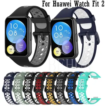 Spor Silikon Kayış İçin Huawei İzle FİT 2 SmartWatch Bilek Watchband Bileklik Bilezik fit2 Bant Metal Toka Aksesuarları Yeni  10