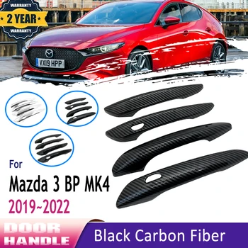 Styling Karbon Fiber Dış Kapı Kolu İçin Uygun Mazda 3 2022 Aksesuarları 4th Gen BP 2019 2020 2021 Sticker Araba Aksesuarları  10