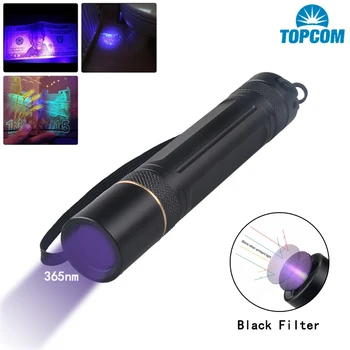 TOPCOM Taşınabilir 365nm LED UV El Feneri 3W veya 5W LED ultraviyole ışık Siyah Filtre Lens İle Pet İdrar Lekeleri Dedektörü  10
