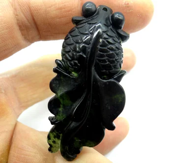 toptan Doğal taş Çin taş el oyması balık heykeli muska kolye dıy Takı yapımı için kolye Aksesuarları S1  10