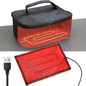 USB isıtma pedi Elektrikli Taşınabilir Ofis Kamp Gıda Kahve Termostatik ısıtıcı öğle yemeği için bento kutusu ısıtmalı Plaka Conta 5V 12V 24V  10