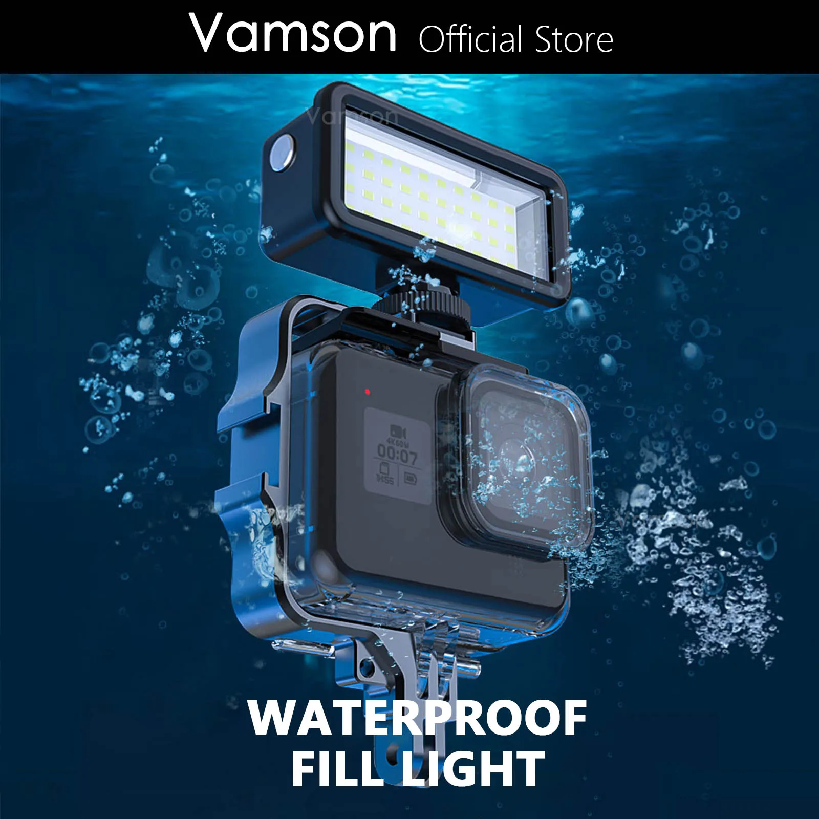 Vamson su geçirmez Led Video dalış ışığı DJI Osmo Action3 Gopro Hero 11 10 9 8 SJCAM Sualtı Lamba Fotoğrafçılığı İşık Lambası