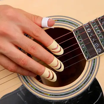 Yfashion 1 Başparmak + 3 Parmak Gitar Seçtikleri ABS Selüloit Parmak Seçtikleri Gitar Mızrap Kılıf Akustik Elektrik M / L  10