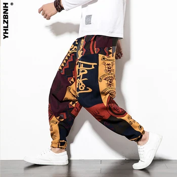 YHLZBNH Vintage Erkekler Baggy Pamuk Erkekler Harem cepli pantolon Erkekler Hip-Hop harem pantolon Geniş Bacak Pantolon Rahat Aladdin Pantolon  10