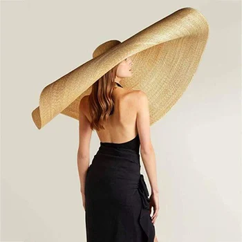 Zarif kadın 25CM Geniş Ağızlı Hasır Şapka Doğal Buğday Hasır Şapka Düz Yaz güneş şapkası Plaj Kap Bayanlar İçin Katlanabilir Güneş Gölge Şapka  10