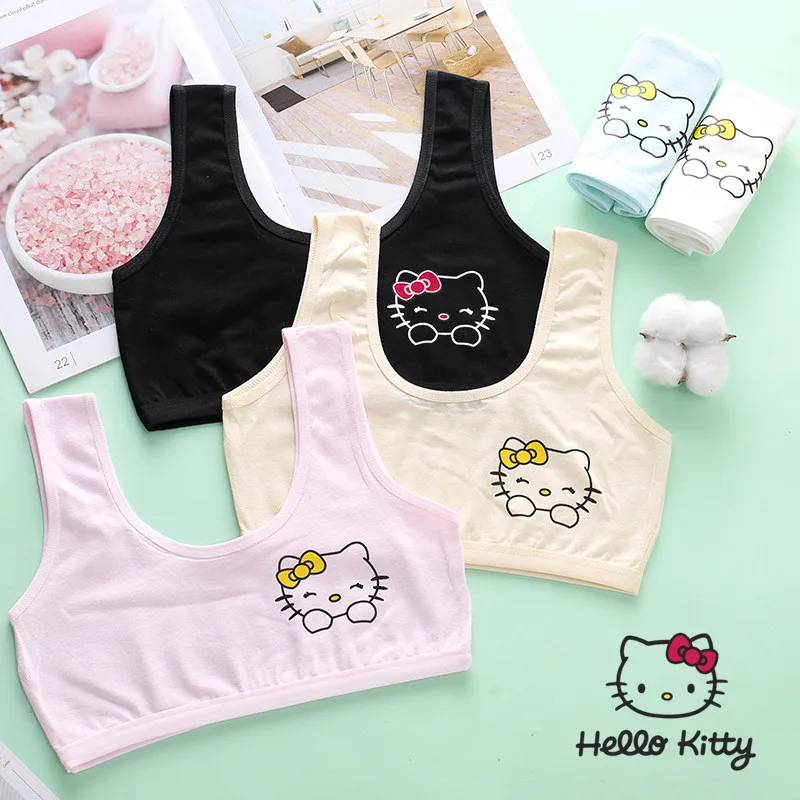 Satış Hello Kitty Kız İç Çamaşırı Anime Karikatür Hellokt Geliştirme Dönemi  Öğrencileri Pamuk Sling Yelek Yumuşak Sutyen Elbise Kadın Hediyeler için \  Aksiyon ve Oyuncak Figürler 